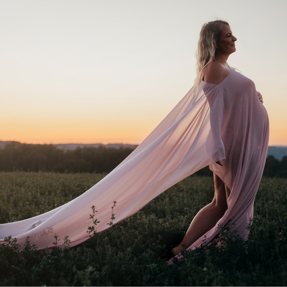 Chiffon light pink maternity cape/covering. One Size